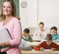 Classroom with clock